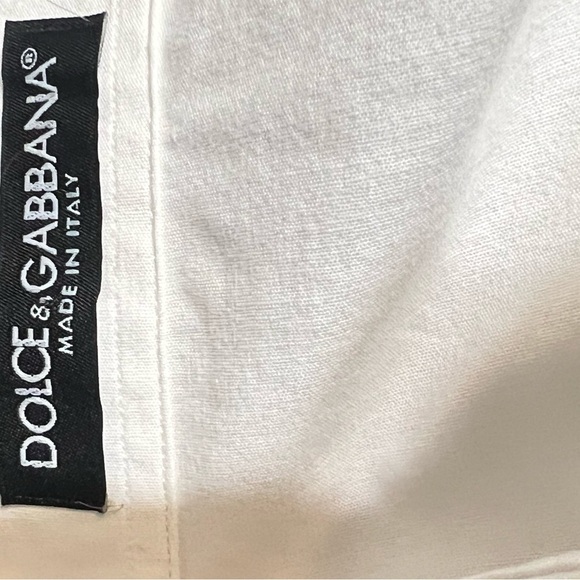 Dolce & Gabbana Slim Fit Button Front Dress Shirt White Long Sleeve Preppy White - Picture 6 of 7